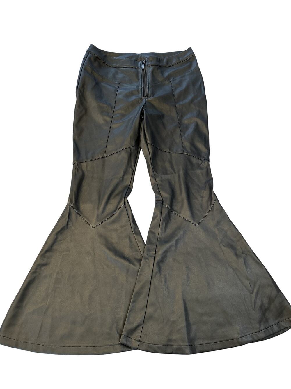 Killstar Pants Womens 2XL Black Faux Leather Flare Bell Bottom Goth Grunge Rock